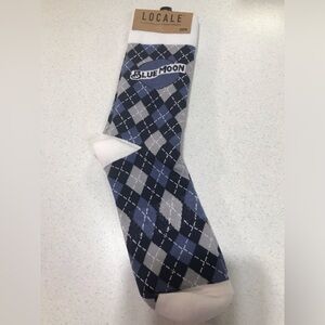 NWT Locale Blue Moon Beer Socks Blue OSFM Argyle Collectible